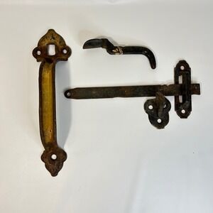 Antique Cast Iron Thumb Latch Door Handle Set Rustic Primitive Gate Hardware